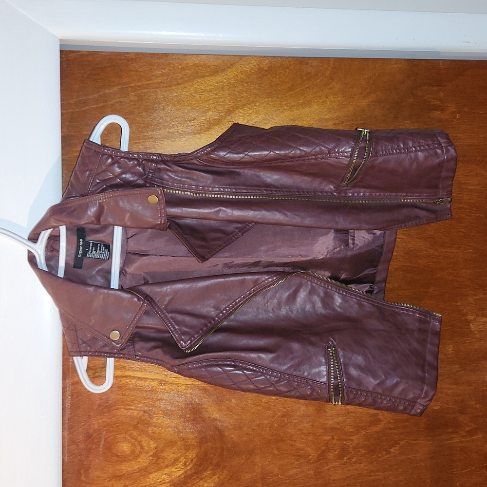 Burgundy Moto vest faux leather